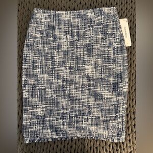 Calvin Klein Textured Blue and White Pencil Skirt